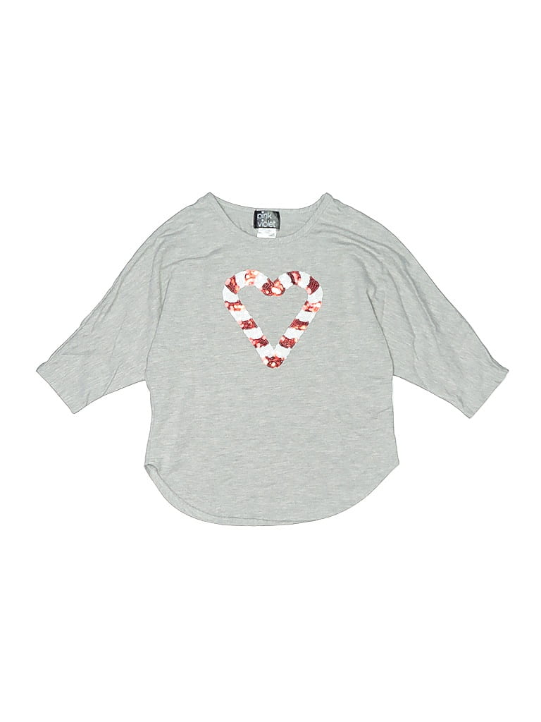 Click to view more detailed imagery on our partner's website Pre-owned Pink & Violet Kids' 3/4 Sleeve T-shirt In Gray