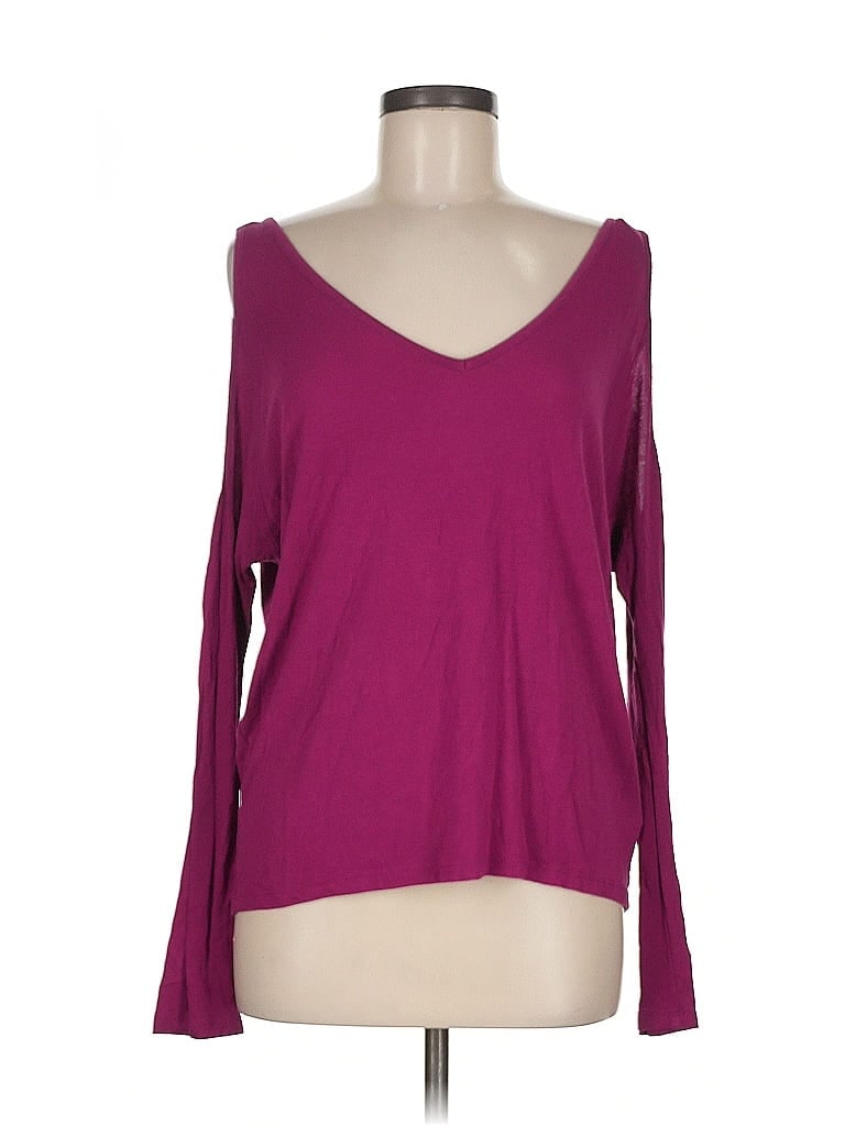 Pre-owned Express One Eleven Long Sleeve T-shirt In Burgundy