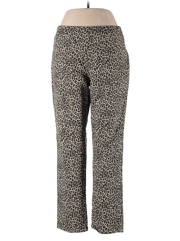 Ruby Rd. Animal Print Brown Casual Pants Size 12 - photo 1