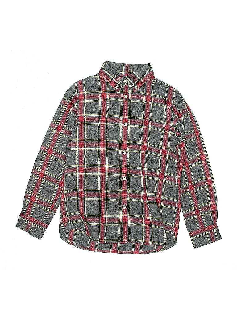 Pre-owned E-land Kids' Long Sleeve Button Down Shirt In Green