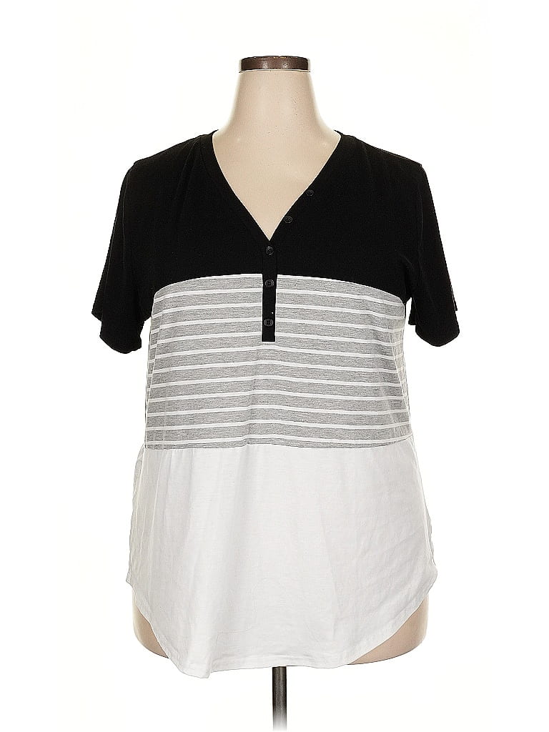 Pre-owned Unbranded Short Sleeve Henley Shirt In Black