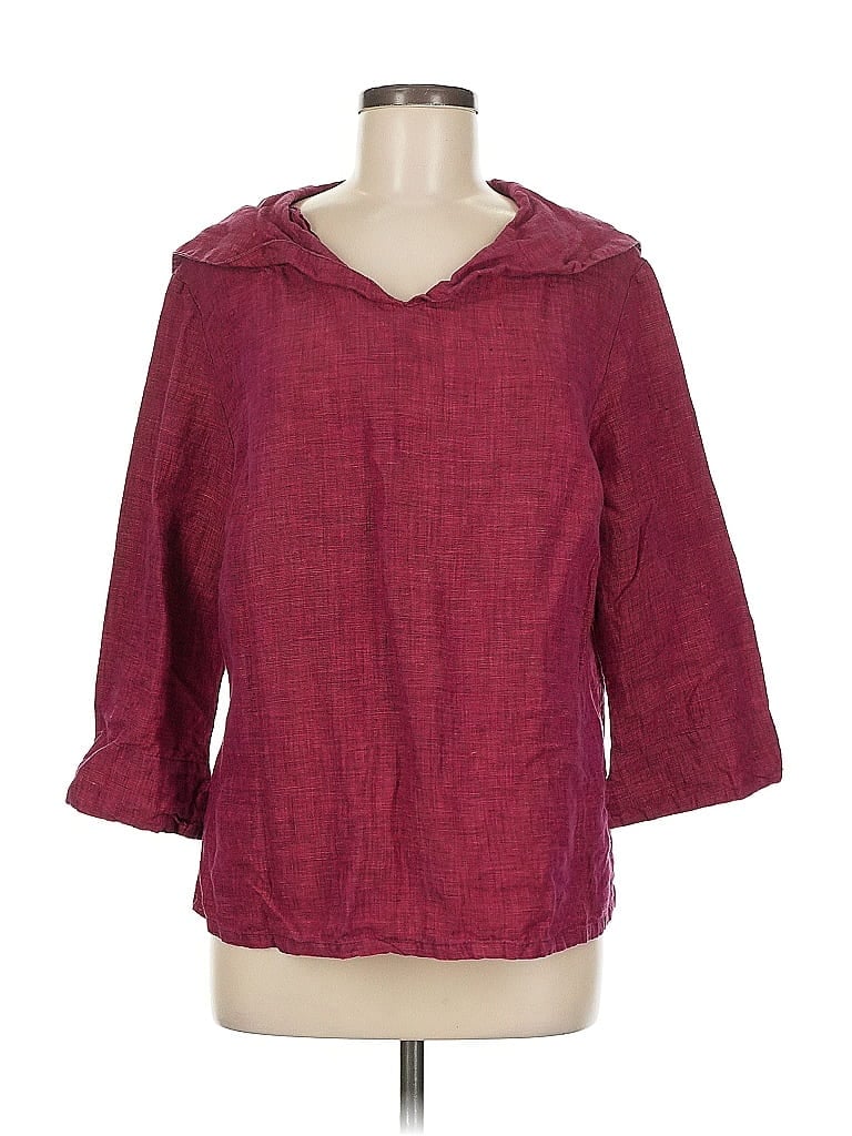bryn WALKER 100% Linen Burgundy 3/4 Sleeve Blouse Size M (estimated) - photo 1