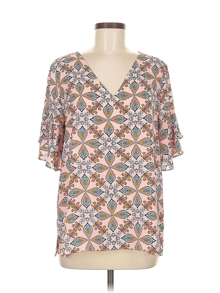 Pre-owned Ann Taylor Loft Short Sleeve Blouse In Orange