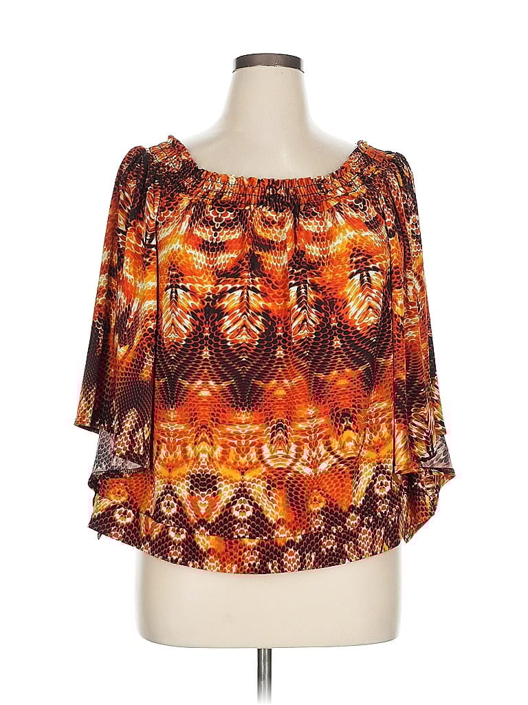 Click to view more detailed imagery on our partner's website Pre-owned Ashley Stewart 3/4 Sleeve Blouse In Orange