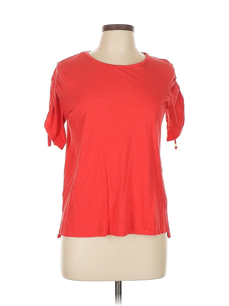 Click to view more detailed imagery on our partner's website Pre-owned Michael Michael Kors Short Sleeve Top Red Cold Shoulder Neckline Tops