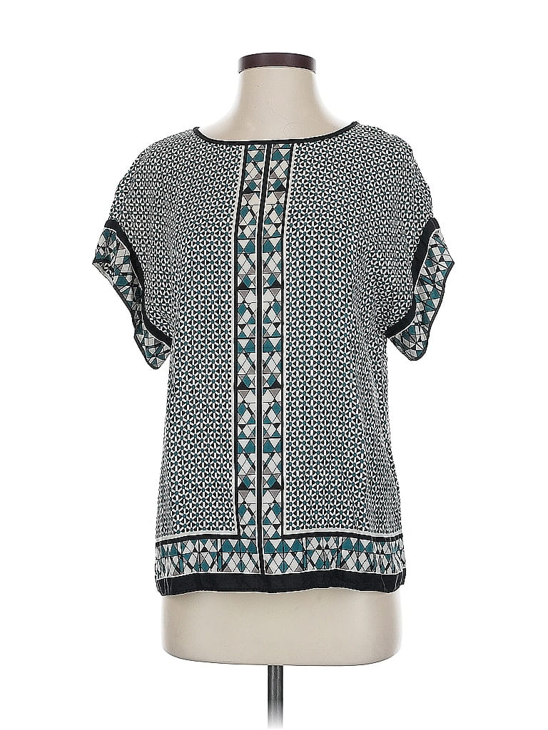 Pre-owned Max Studio Short Sleeve Blouse In Blue