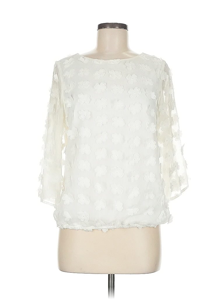 Pre-owned 7th Avenue Design Studio New York & Company 3/4 Sleeve Blouse In White