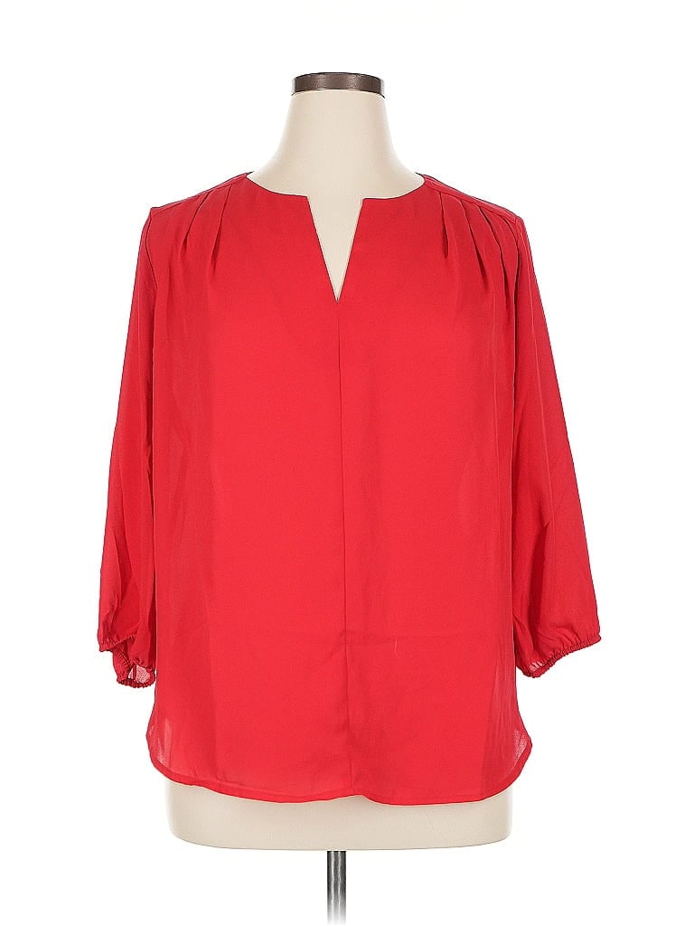 Pre-owned Pleione 3/4 Sleeve Blouse In Red