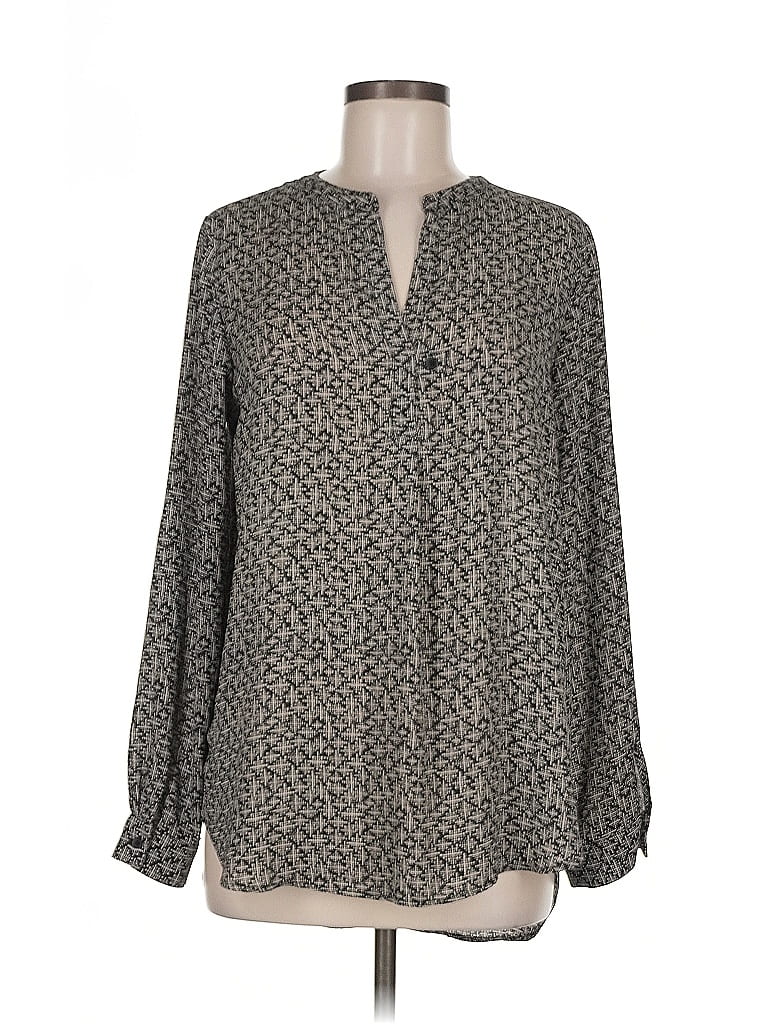 Pre-owned Pleione Long Sleeve Blouse In Gray