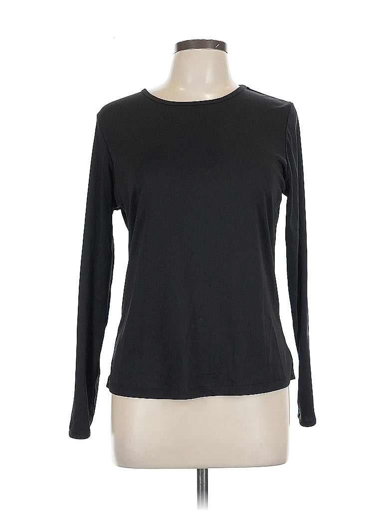 Cuddl Duds Solid Black Long Sleeve T-Shirt Size L - photo 1
