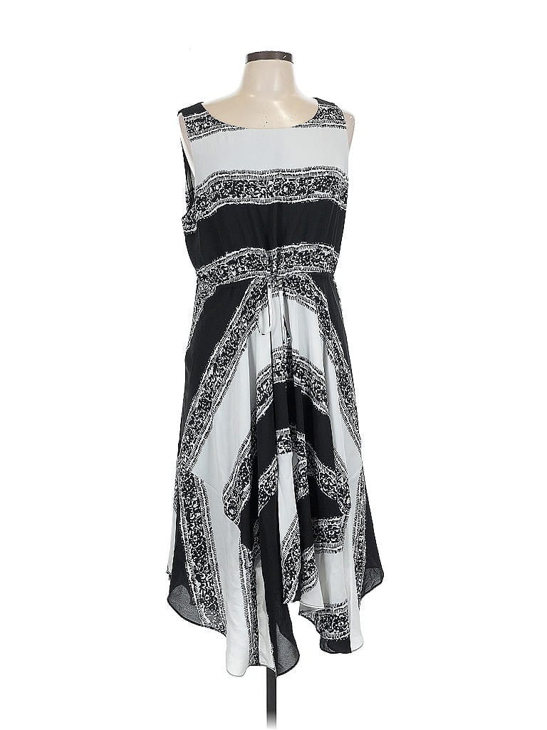 Ivanka Trump 100% Polyester Graphic Silver Cocktail Dress Size L - photo 1