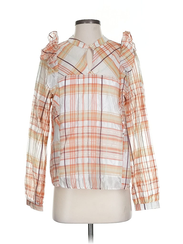 Pre-owned Current Air Long Sleeve Blouse In Orange