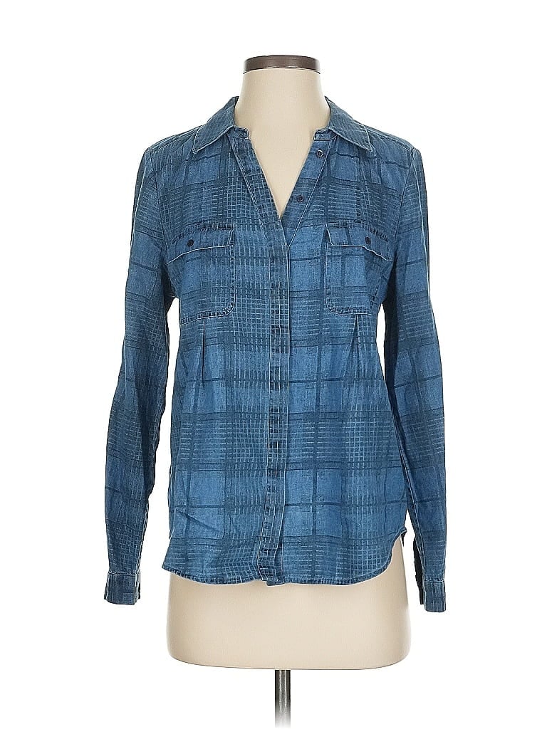 Pre-owned Joie Long Sleeve Polo Shirt In Blue