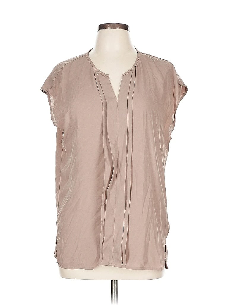 Pre-owned Pleione Short Sleeve Blouse In Brown