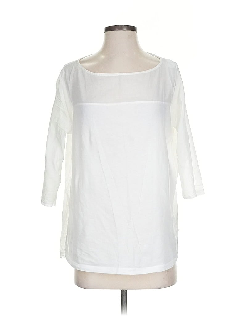 Click to view more detailed imagery on our partner's website Pre-owned Majestic Filatures 3/4 Sleeve Top White Boatneck Tops