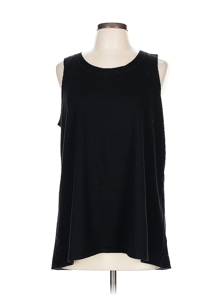 LOGO by Lori Goldstein Black Sleeveless T-Shirt Size L - photo 1