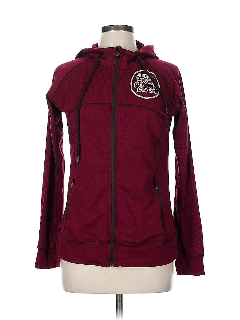 Pre-owned Assorted Brands Zip Up Hoodie In Burgundy