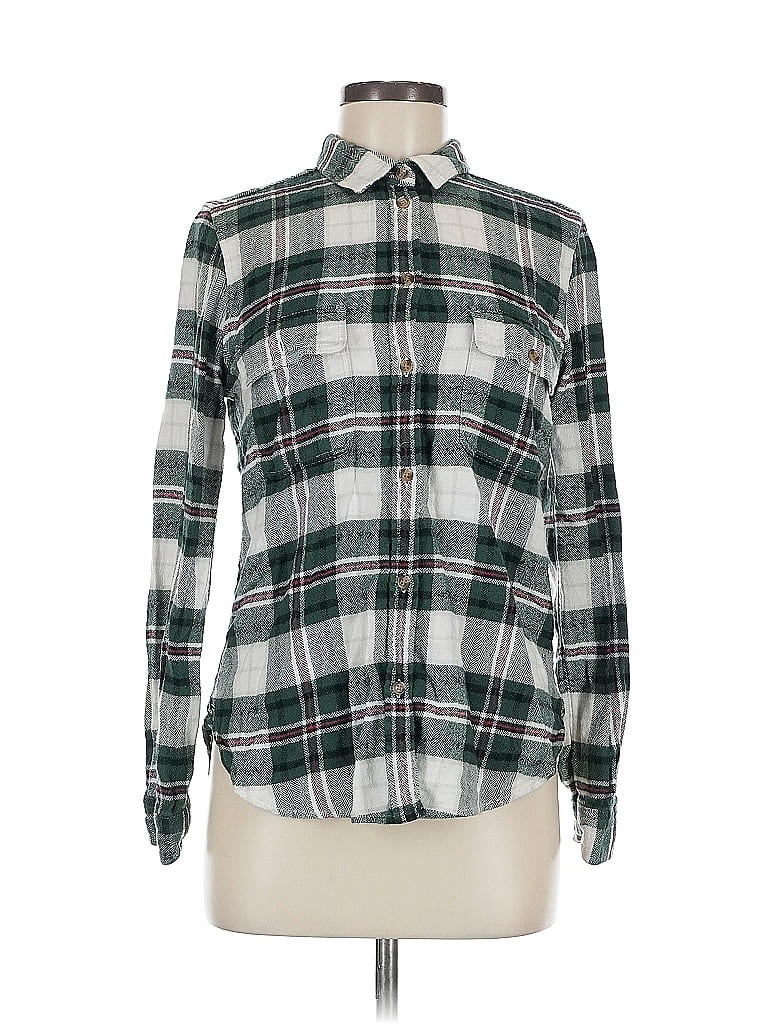 Pre-owned American Eagle Outfitters Long Sleeve Button Down Shirt In Green