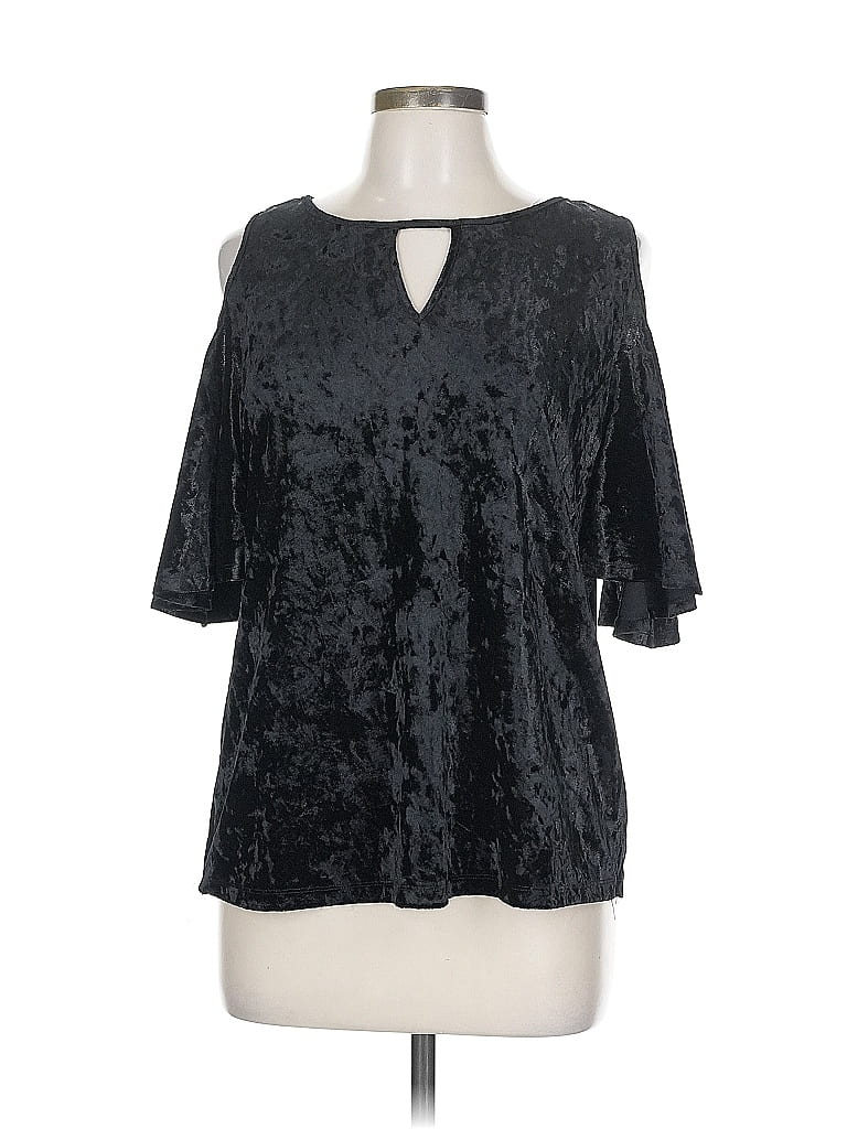 Pre-owned Valerie Stevens Short Sleeve Blouse In Black