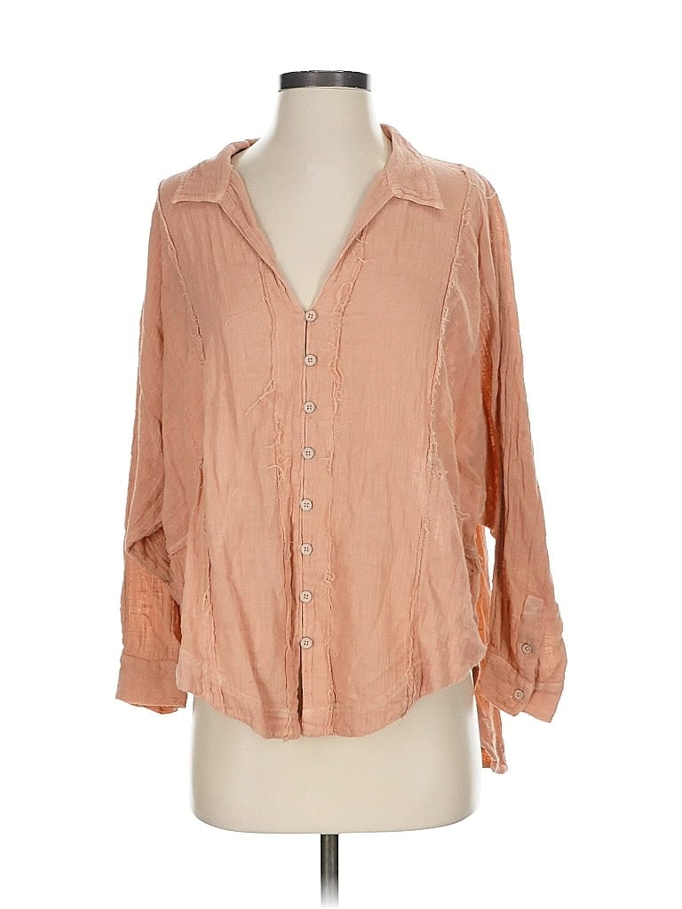 Pre-owned We The Free 3/4 Sleeve Button Down Shirt In Pink