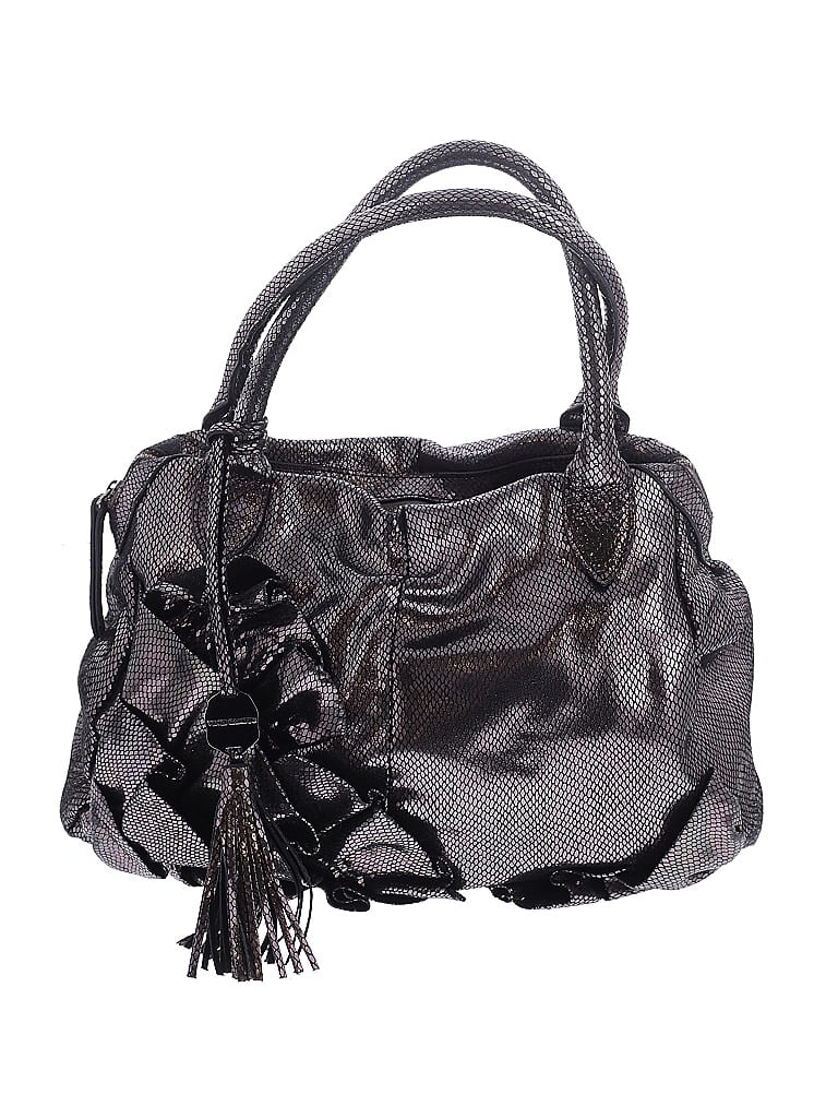 Vince Camuto 100% Leather Metallic Gray Black Leather Hobo One size - photo 1