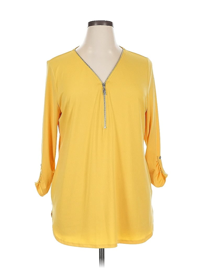 JM Collection Yellow 3/4 Sleeve Blouse Size XL - photo 1