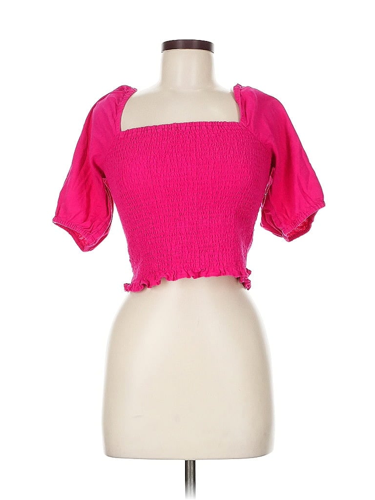 Pre-owned Universal Thread Short Sleeve Top Pink Sweetheart Neckline Tops