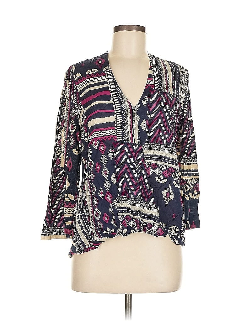 Pre-owned Lucky Brand 3/4 Sleeve Blouse In Purple