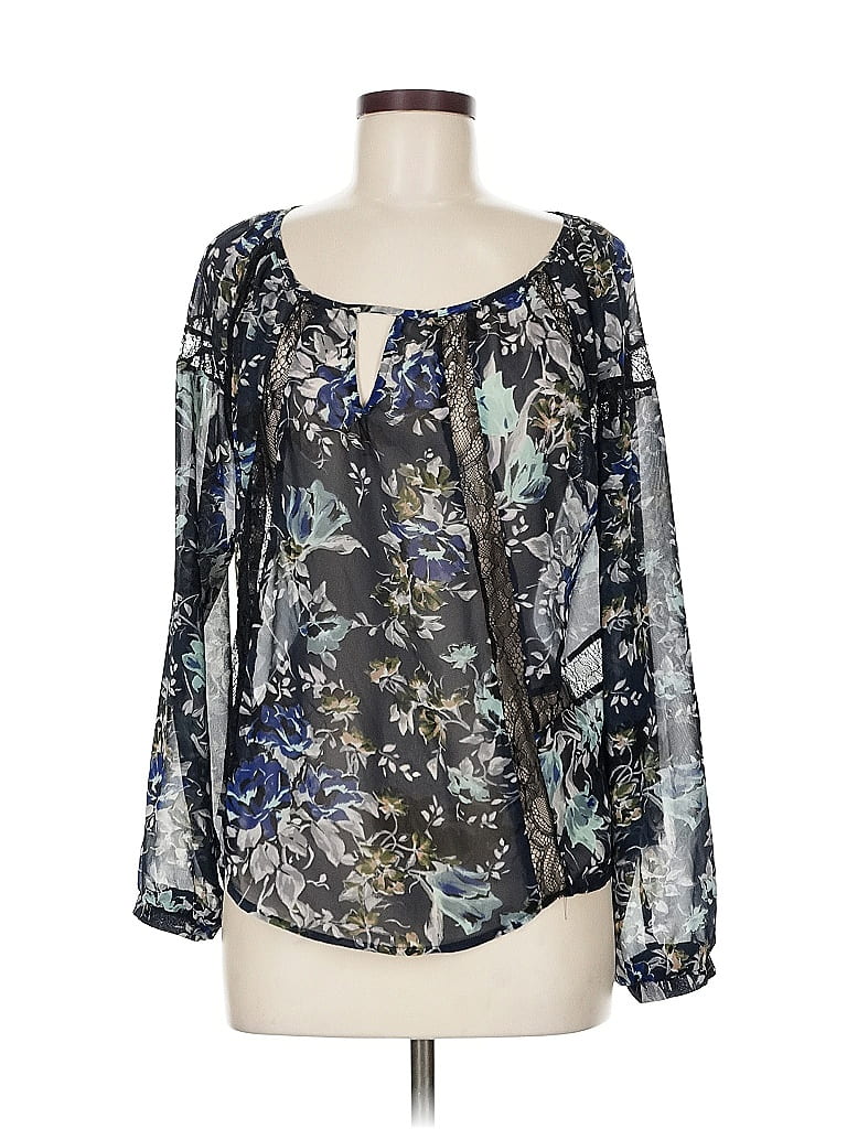 Pre-owned Astr Long Sleeve Blouse In Blue