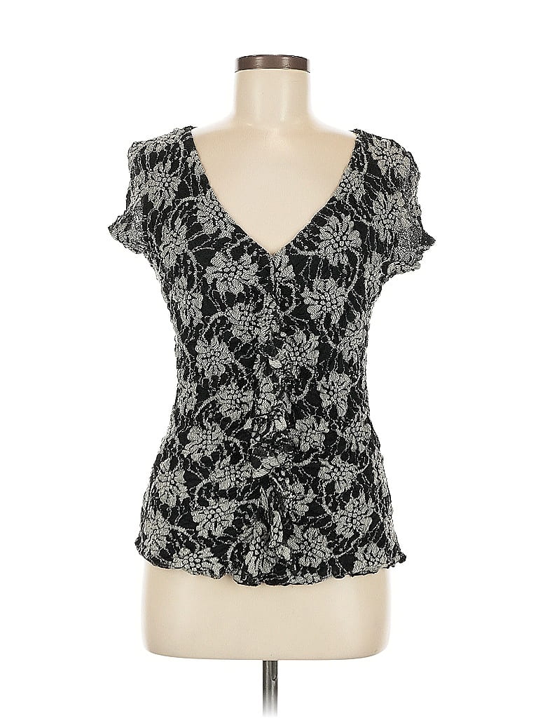 Pre-owned Alfani Short Sleeve Blouse In Black