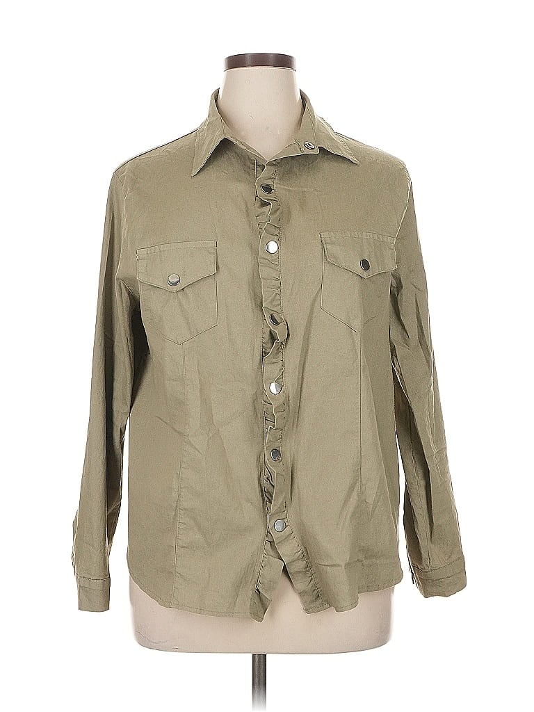 Pre-owned Unbranded Long Sleeve Button Down Shirt In Green
