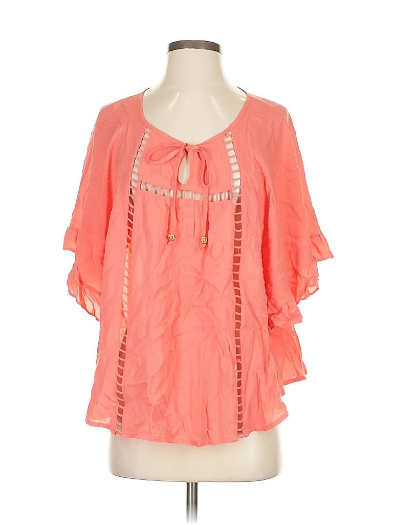 Pre-owned Ella Moss Short Sleeve Blouse In Pink