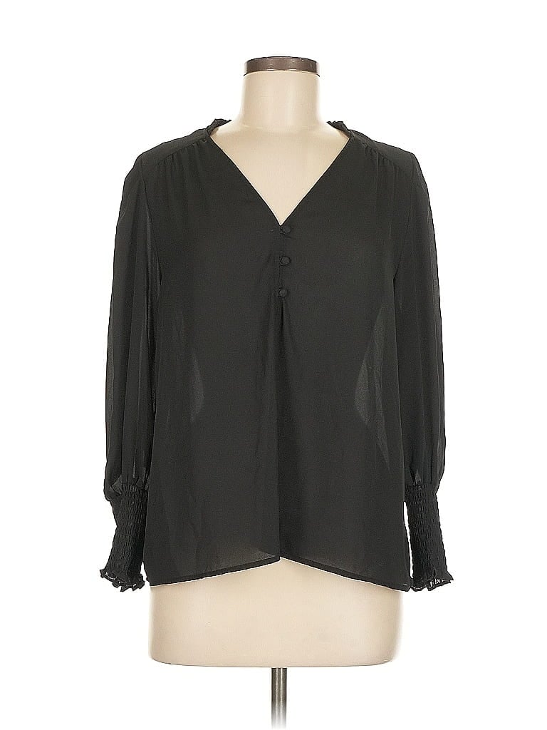 Aqua 100% Polyester Black 3/4 Sleeve Blouse Size M - photo 1