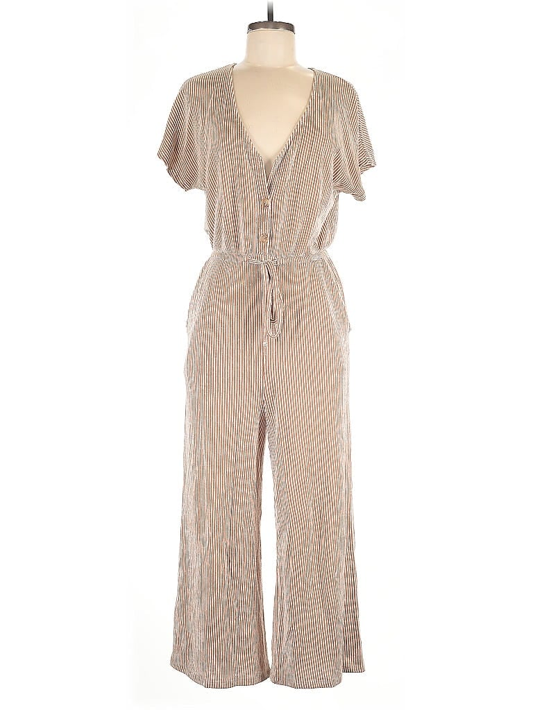 All in Favor Metallic Tan Jumpsuit Size M - photo 1