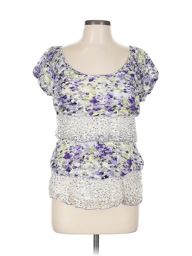 Pre-owned Agb Short Sleeve Blouse In Purple
