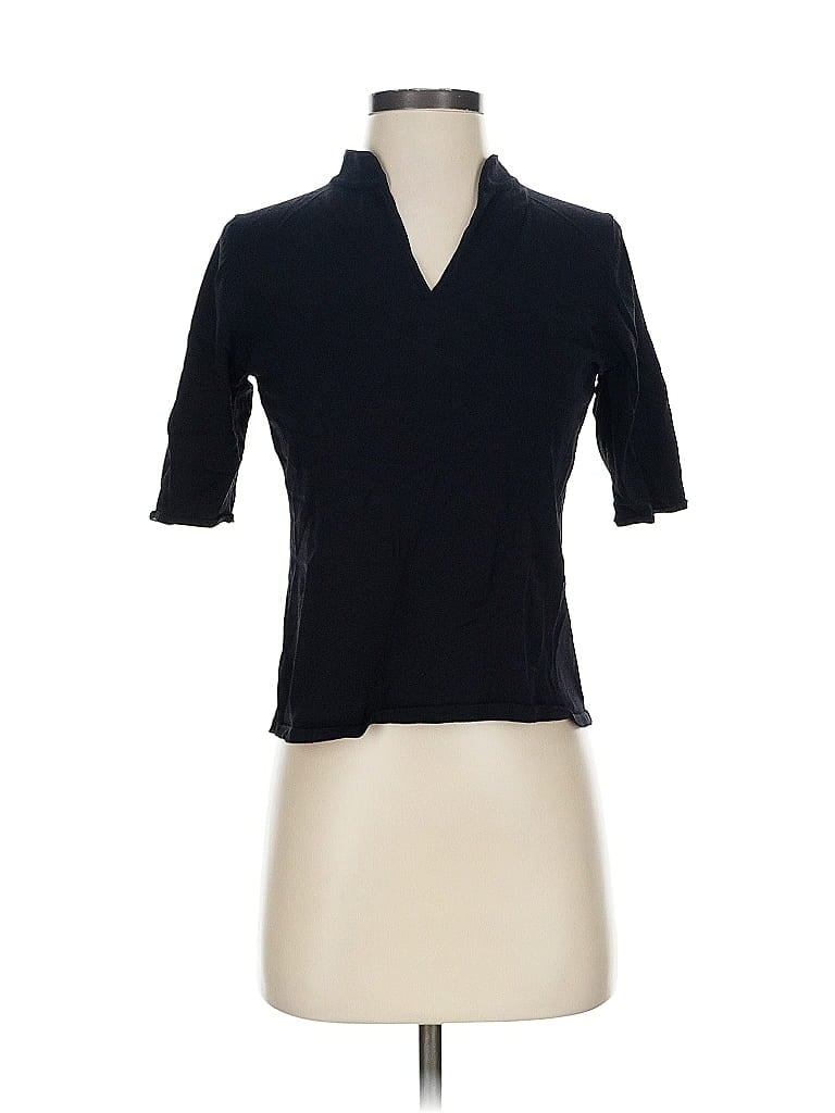 Pre-owned Sigrid Olsen 3/4 Sleeve Top Black V-neck Tops