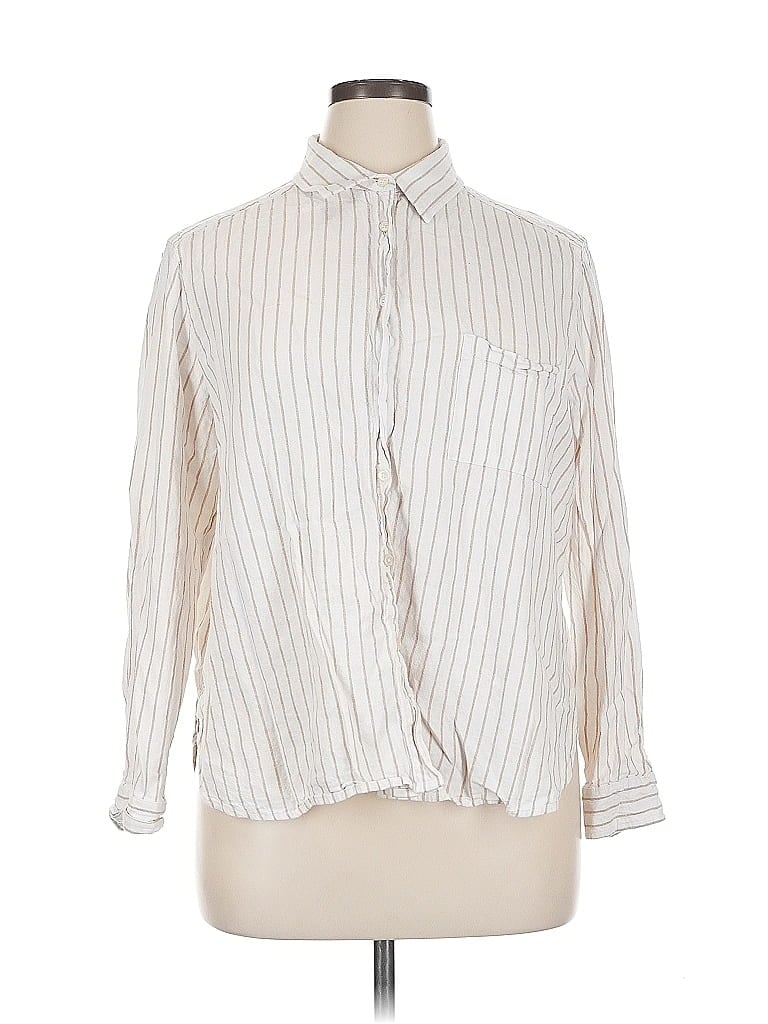 Pre-owned Ann Taylor Loft Long Sleeve Blouse In White