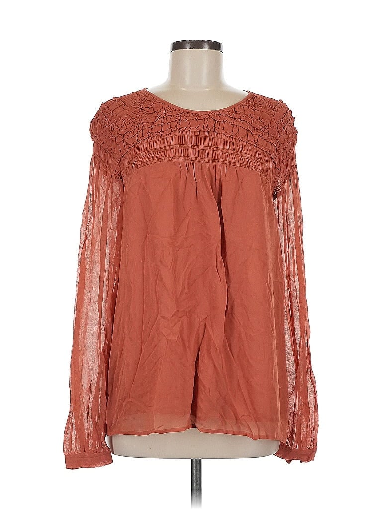 Pre-owned Paul & Joe Long Sleeve Blouse In Orange