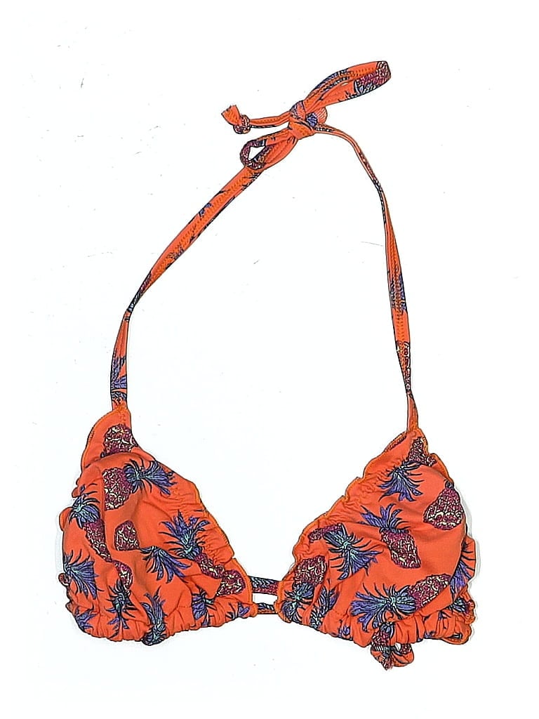 Pre-owned Unbranded Swimsuit Top Orange Print Pattern Swimwear