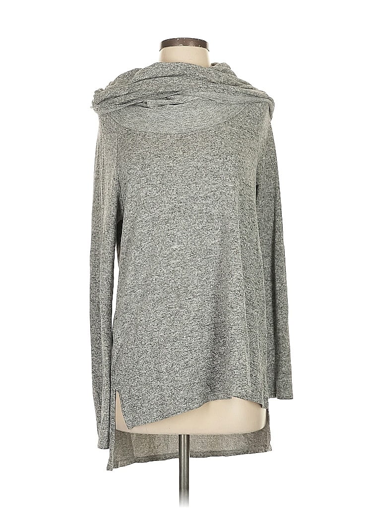 Pre-owned Gibson Long Sleeve Top Gray Cowl Neck Tops