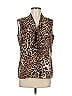 St. John Animal Print Brown Sleeveless Silk Top Size 6 - photo 1