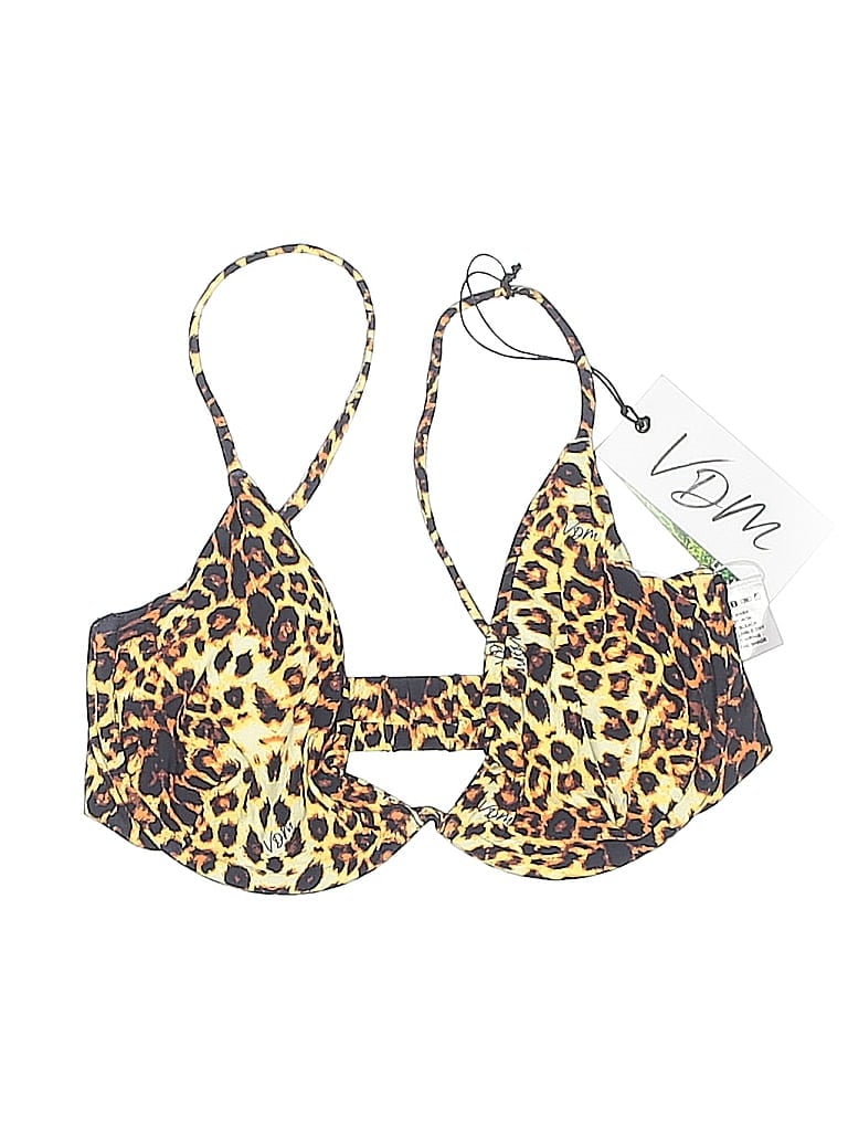 Vdm Swimsuit Top Brown Animal Print Pattern Swimwear In Multi