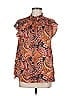 Chufy 100% Viscose Paisley Orange Short Sleeve Blouse Size M - photo 1