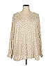 Belle By Kim Gravel Polka Dots Tan Long Sleeve Blouse Size 4X - photo 1