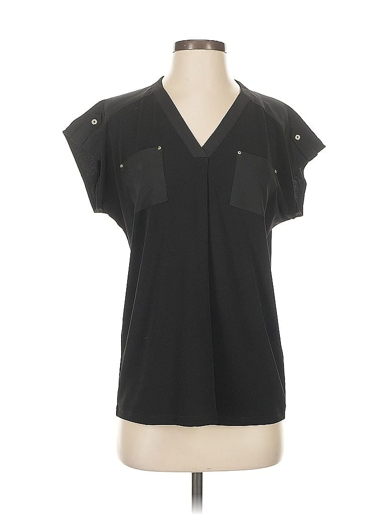 Pre-owned Calvin Klein Short Sleeve Blouse In Black