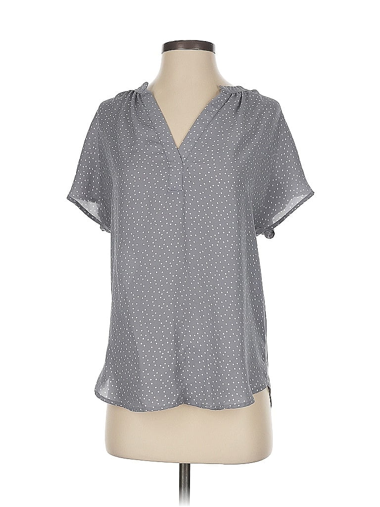 Pre-owned Lc Lauren Conrad Short Sleeve Blouse In Gray