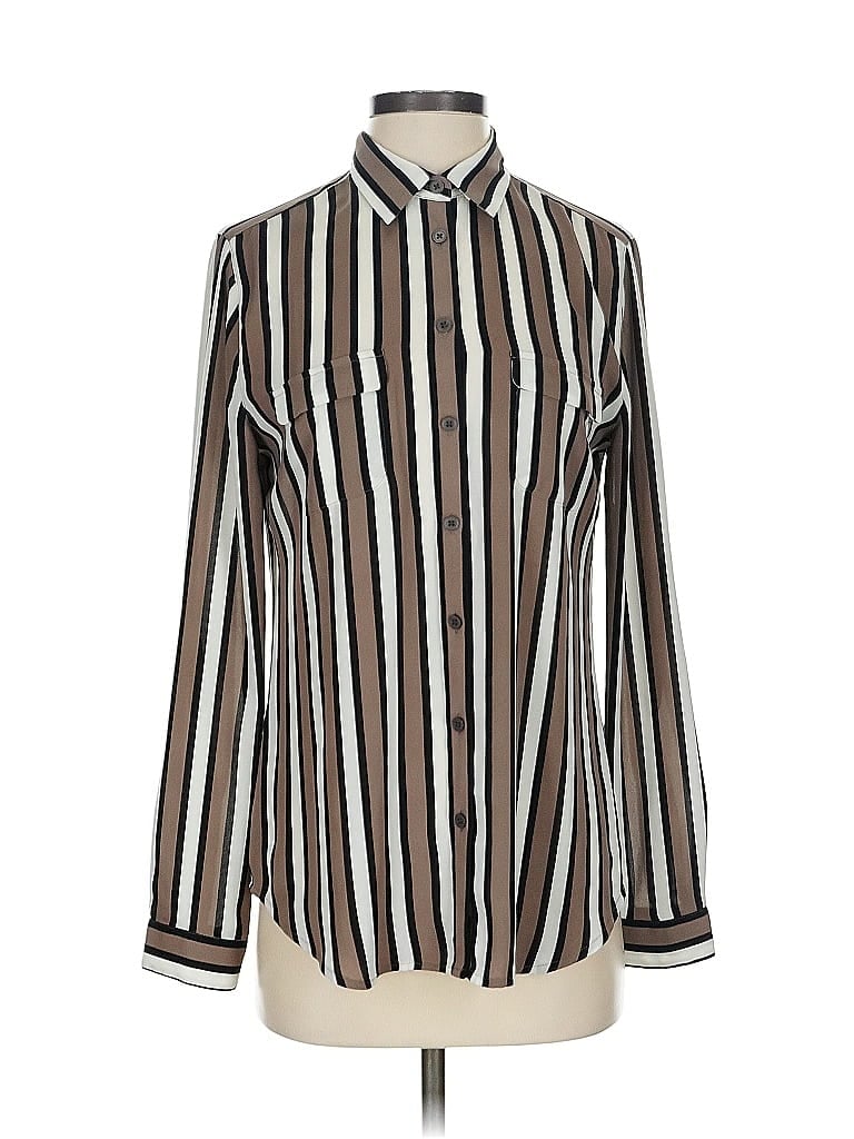 Pre-owned Ann Taylor Loft Long Sleeve Blouse In Brown