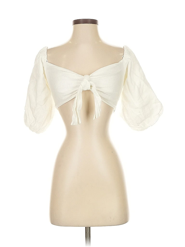 Pre-owned Zara Short Sleeve Blouse In White