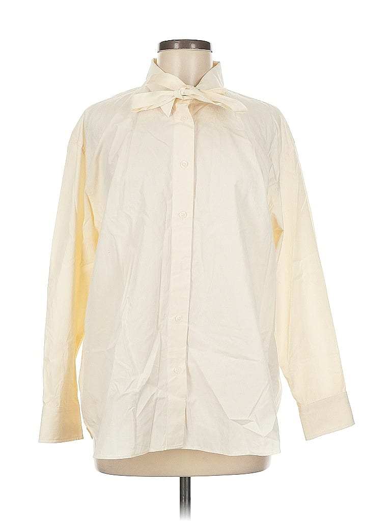 Pre-owned Uniqlo Long Sleeve Button Down Shirt In White
