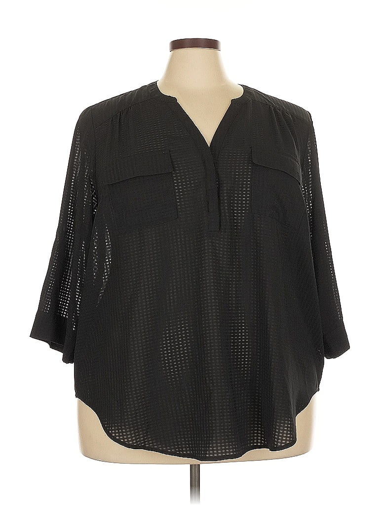 Click to view more detailed imagery on our partner's website Pre-owned Torrid 3/4 Sleeve Blouse In Black